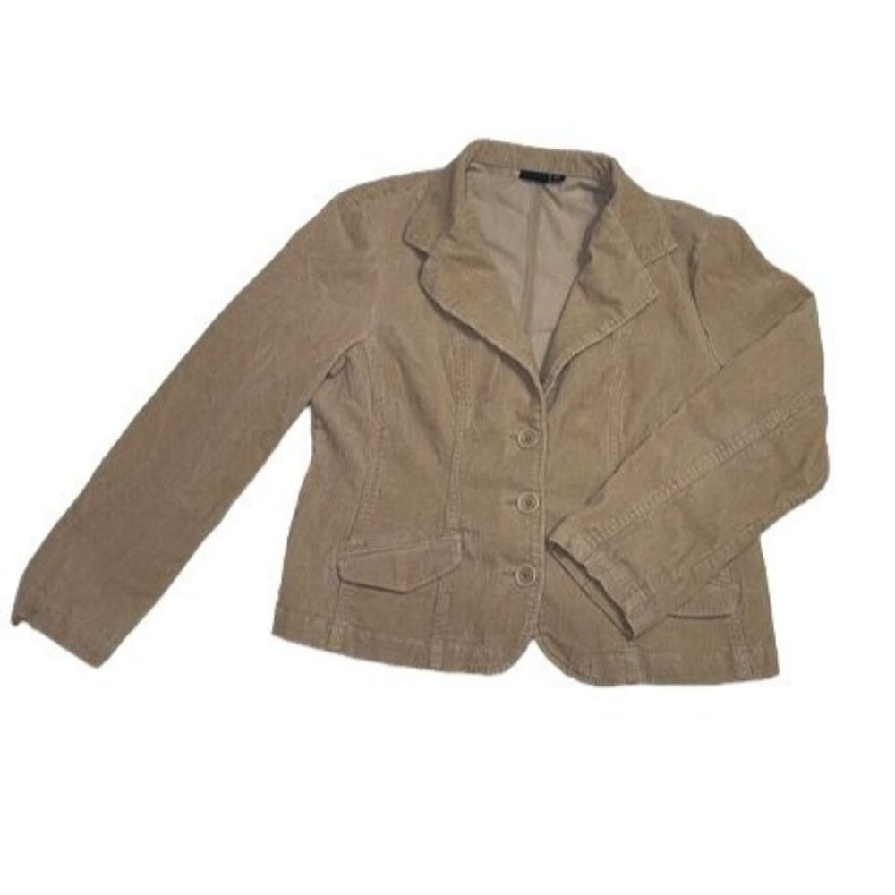 Womens Corduroy‎  Jacket Pockets Unlined Preppy Tan Size L Western Boho Indie